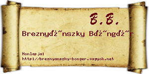 Breznyánszky Böngér névjegykártya